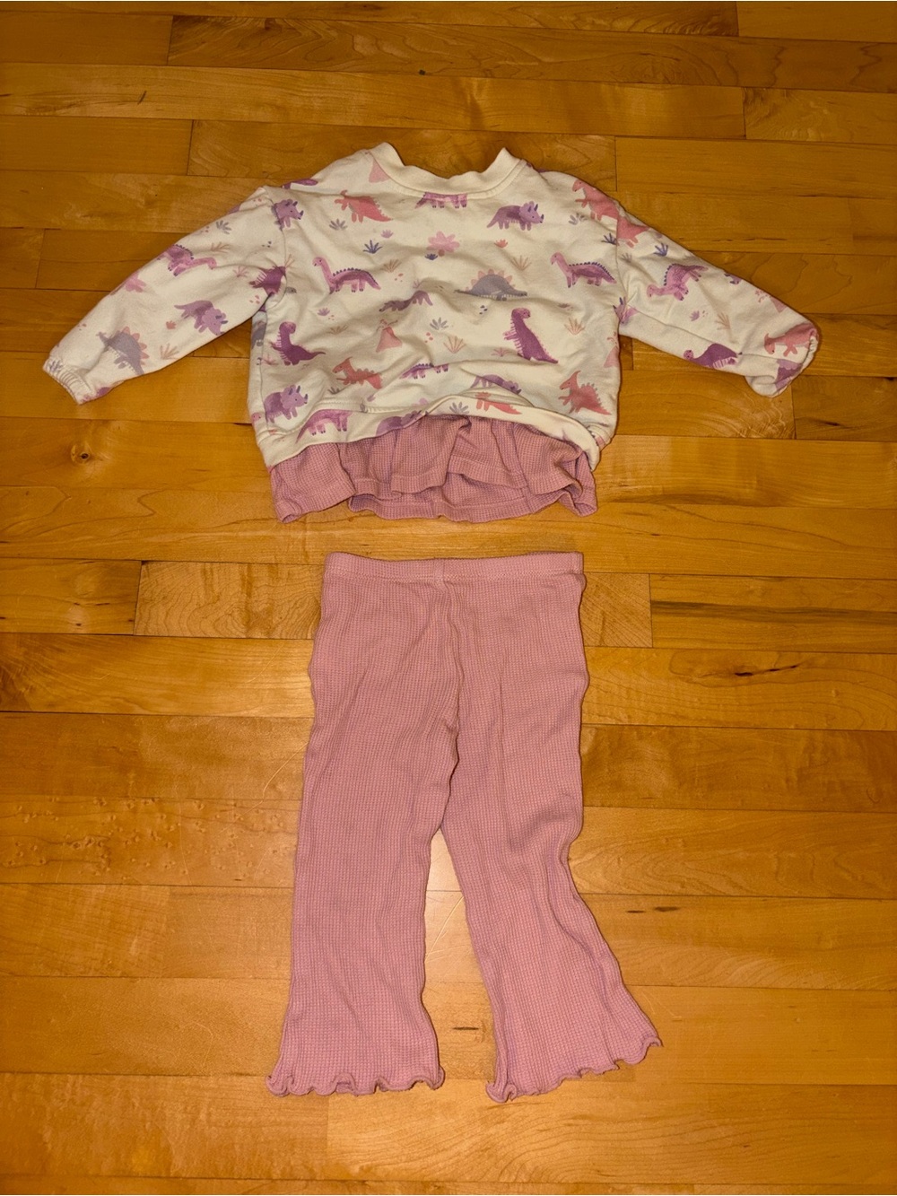 Angel Dear White Sweatshirt and Pink Ruffle Pants Matching Set
